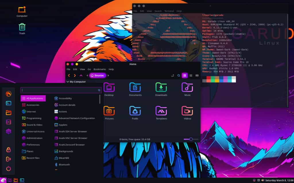 Garuda Linux "Broadwing" Cinnamon Desktop